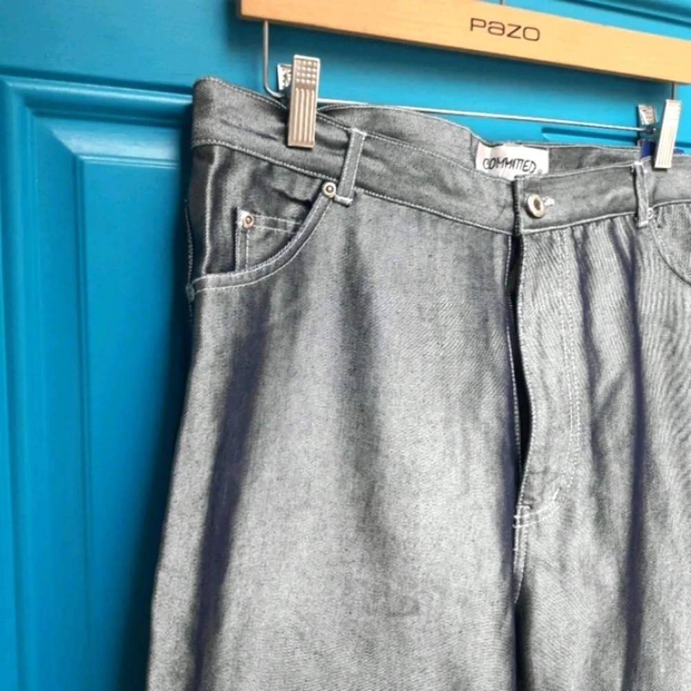 NEW Sterling Silver Jeans Metallic Denim Metal Disco Cropped Pant 12 - Picture 10 of 14